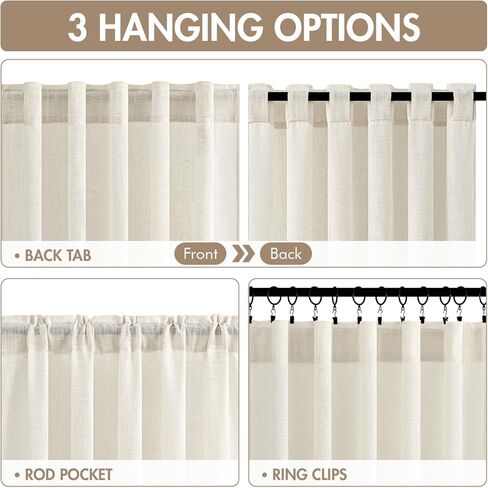 MIULEE Natural Linen Curtains 84 Inch Long 4 Panels Light Filtering Window Drapes with Rod Pocket Back Tab for Living Room Bedroom Farmhouse Decor Cream 42" W x 84" L Inches in Saudi Arabia