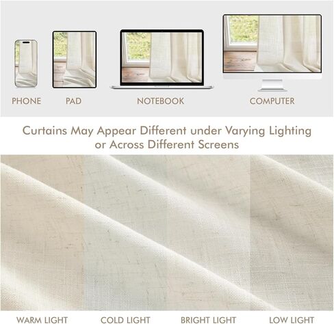 MIULEE Natural Linen Curtains 84 Inch Long 4 Panels Light Filtering Window Drapes with Rod Pocket Back Tab for Living Room Bedroom Farmhouse Decor Cream 42" W x 84" L Inches in Saudi Arabia