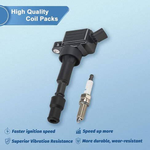 Set of 4 UF816 Ignition Coil Packs and Iridium Spark Plugs Compatible with 2016-2022 Hyundai Elantra Kona Sonata, Kia Forte Soul Optima, 2.0L L4, Replaces GN10877 273002E601 in Saudi Arabia