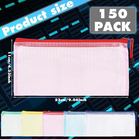 150 Pack Pencil Pouch Bulk Gifts Back to School Mesh Zipper Pencil Cases 4 x 9 Inch Small Clear Holder Storage Multipurpose Cosmetics Toiletry Bags for Office Bill Travel Organization in Saudi Arabia
