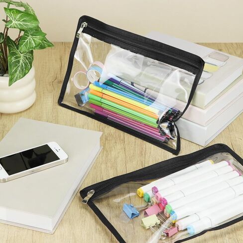 QWORK Clear Zipper Pouches, 18 Pack 11.5 x 7 Inches PVC Waterproof Pouch Bags, Pencil Pouches, Makeup Pouch, Clear Storage Bags, Document File Organization Bags in Saudi Arabia