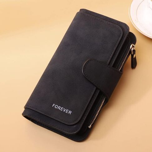 Fashion Women Ladies Wallets Leather Wallet Retro Matte Zipper Long Clutch Purse Wristlet Handbags Business Casual in Saudi Arabia