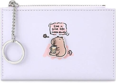 Purple Cute PU Small Thin Minimalist RFID Blocking Wallets for Women with Zipper Coin Large Capacity Slim Credit Card in Saudi Arabia