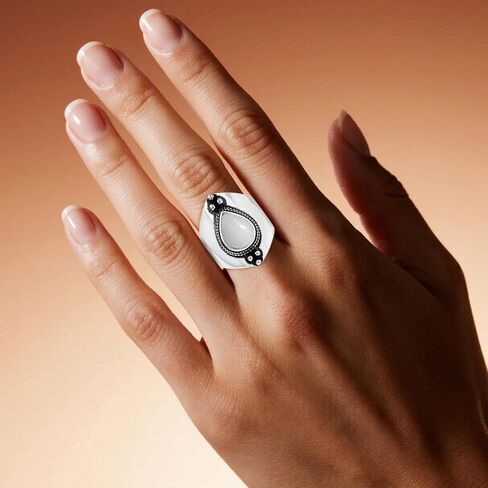 Natural Waterdrop Stone Wide Band Ring,Sterling Silver Genuine Teardrop Crystal Quartz Gemstone Statement Wide Chunky Full Finger Band Ring for Women in Saudi Arabia