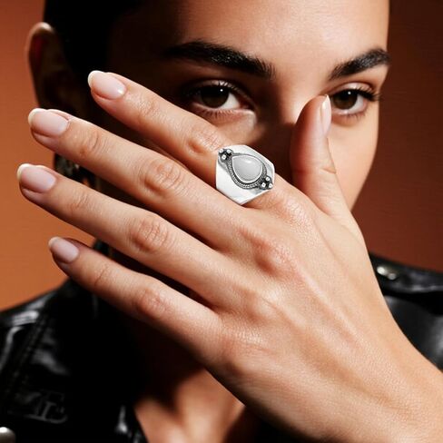 Natural Waterdrop Stone Wide Band Ring,Sterling Silver Genuine Teardrop Crystal Quartz Gemstone Statement Wide Chunky Full Finger Band Ring for Women in Saudi Arabia
