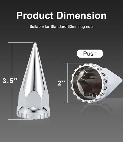 أغطية صامولة العروة 33 مم 4-3/4 بوصة أغطية صواميل مدببة 60 حزمة، أغطية بلاستيكية من الكروم ABS مضادة للصدأ غطاء صامولة العروة لمقطورات نصف الشاحنات in Kuwait