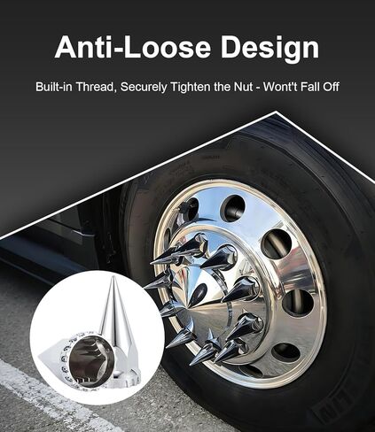 أغطية صامولة العروة 33 مم 4-3/4 بوصة أغطية صواميل مدببة 60 حزمة، أغطية بلاستيكية من الكروم ABS مضادة للصدأ غطاء صامولة العروة لمقطورات نصف الشاحنات in Kuwait