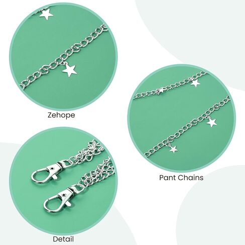 Star Pants Chain Goth Rock Silver Punk Jeans Belt Chains Y2k Vintage Chunky Trouser Pocket Keychains Cute Hip Hop Wallet Layered Jewelry Accessories for Women Girls Men in Saudi Arabia