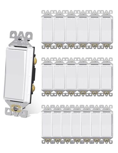 AIDA 10 Pack 3 Way Switch Light Switch، 15Amp، 120/277 Volt، AC Decorator Rocker Paddle Wall Switch استبدال، UL مدرج - درجة سكنية وتجارية، أبيض لامع in Saudi Arabia