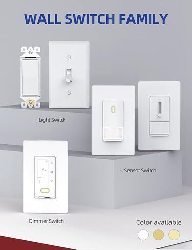 AIDA 10 Pack 3 Way Switch Light Switch، 15Amp، 120/277 Volt، AC Decorator Rocker Paddle Wall Switch استبدال، UL مدرج - درجة سكنية وتجارية، أبيض لامع in Saudi Arabia