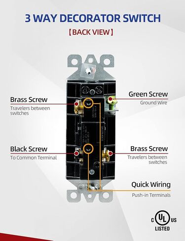 AIDA 10 Pack 3 Way Switch Light Switch، 15Amp، 120/277 Volt، AC Decorator Rocker Paddle Wall Switch استبدال، UL مدرج - درجة سكنية وتجارية، أبيض لامع in Saudi Arabia