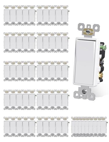 AIDA 10 Pack 3 Way Switch Light Switch، 15Amp، 120/277 Volt، AC Decorator Rocker Paddle Wall Switch استبدال، UL مدرج - درجة سكنية وتجارية، أبيض لامع in Saudi Arabia