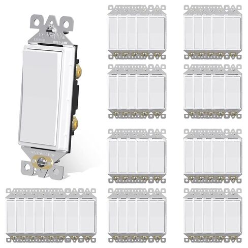 AIDA 10 Pack 3 Way Switch Light Switch، 15Amp، 120/277 Volt، AC Decorator Rocker Paddle Wall Switch استبدال، UL مدرج - درجة سكنية وتجارية، أبيض لامع in Saudi Arabia