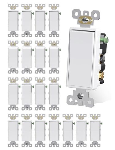 AIDA 10 Pack 3 Way Switch Light Switch، 15Amp، 120/277 Volt، AC Decorator Rocker Paddle Wall Switch استبدال، UL مدرج - درجة سكنية وتجارية، أبيض لامع in Saudi Arabia