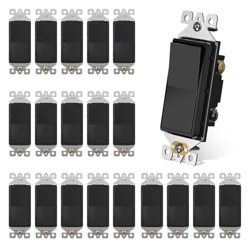 AIDA 10 Pack 3 Way Switch Light Switch، 15Amp، 120/277 Volt، AC Decorator Rocker Paddle Wall Switch استبدال، UL مدرج - درجة سكنية وتجارية، أبيض لامع in Saudi Arabia