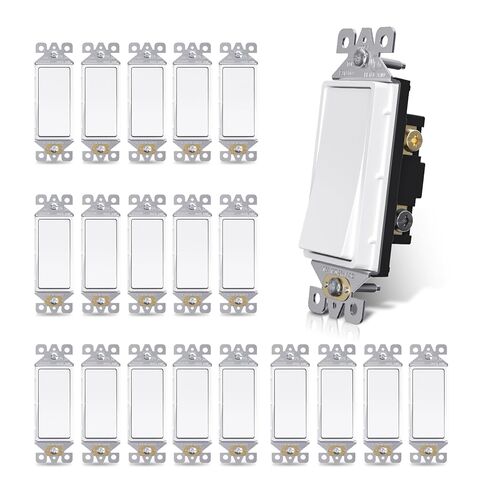 AIDA 10 Pack 3 Way Switch Light Switch، 15Amp، 120/277 Volt، AC Decorator Rocker Paddle Wall Switch استبدال، UL مدرج - درجة سكنية وتجارية، أبيض لامع in Saudi Arabia