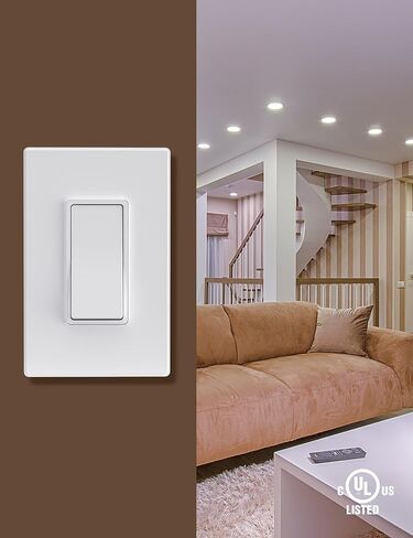 Aida Matte White 3 Way Switch، لوحة حائط متضمنة، ديكور ثلاثي الاتجاهات 15 أمبير، 120/277 فولت، مفتاح مجداف 120/277 فولت، تأريض ذاتي، درجة سكنية وتجارية، مدرج في قائمة UL (10 عبوات) in Kuwait