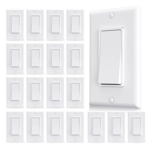 Aida Matte White 3 Way Switch، لوحة حائط متضمنة، ديكور ثلاثي الاتجاهات 15 أمبير، 120/277 فولت، مفتاح مجداف 120/277 فولت، تأريض ذاتي، درجة سكنية وتجارية، مدرج في قائمة UL (10 عبوات) in Kuwait