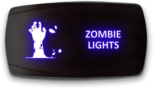 ZOMBIE LIGHTS - أزرق - STARK 5-PIN HORIZONTAL Laser المحفور LED Rocker Switch ضوء مزدوج - 20A 12V ON / OFF in Kuwait