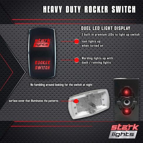 ZOMBIE LIGHTS - أزرق - STARK 5-PIN HORIZONTAL Laser المحفور LED Rocker Switch ضوء مزدوج - 20A 12V ON / OFF in Kuwait
