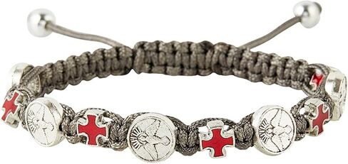 Needzo Holy Spirit and Cross Confirmation Charm Macramé سوار، هدايا مسيحية دينية، مجوهرات حبل للرجال والنساء، مقاس واحد in Saudi Arabia