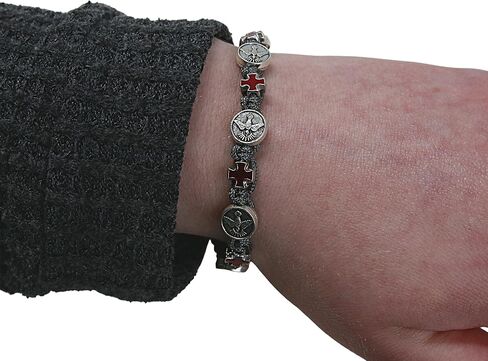 Needzo Holy Spirit and Cross Confirmation Charm Macramé سوار، هدايا مسيحية دينية، مجوهرات حبل للرجال والنساء، مقاس واحد in Saudi Arabia