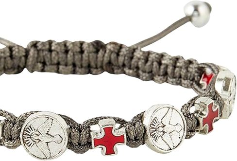 Needzo Holy Spirit and Cross Confirmation Charm Macramé سوار، هدايا مسيحية دينية، مجوهرات حبل للرجال والنساء، مقاس واحد in Saudi Arabia