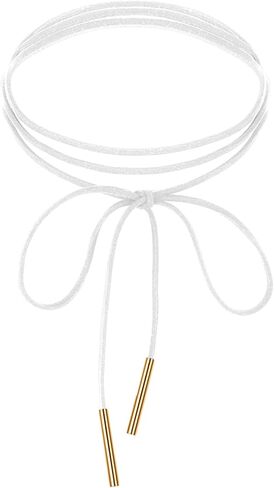 Gothic Velvet White Choker Bow-knot Sexy Long Wrap Choker Necklace with Gold Tube Pendant for Women Party Prom Neck Accessories in Saudi Arabia