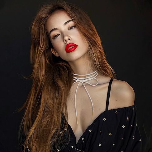 Gothic Velvet White Choker Bow-knot Sexy Long Wrap Choker Necklace with Gold Tube Pendant for Women Party Prom Neck Accessories in Saudi Arabia