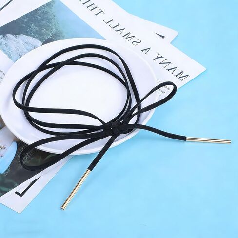 Black Choker Necklace for Women, Bow Gothic Choker, Black Velvet Chokers with Gold Tube, Long Wrap Rope Collar Tie Neck Chain, Neck Accessories for Party Prom in Saudi Arabia