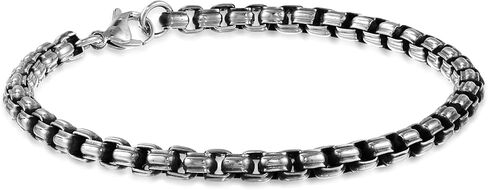 Metro Jewelry Stainless Steel Thin Box Bracelet for Men with Black Ion Plating - 9 Inches Long 5.5 mm Wide with Lobster Claw Clasp in Saudi Arabia