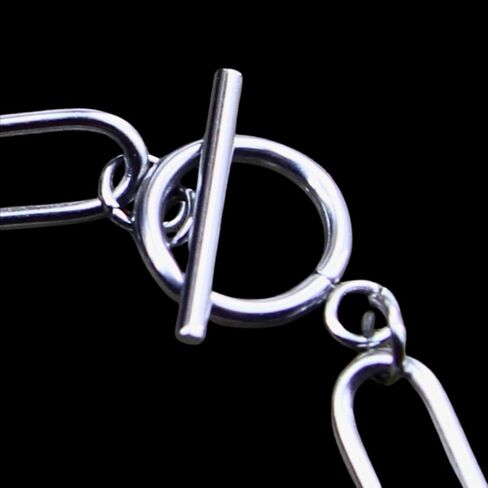 Surgical Stainless Steel Paper Clip Chain Bracelet with Toggle Clasp, Silver, Chunky Link Style, Unisex, Lightweight in Saudi Arabia
