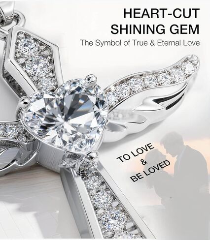 Lovans 925 قلادة صليب من الفضة الاسترليني للنساء، قلادة متقاطعة بأجنحة الملاك الأنيقة مطلية بالذهب عيار 14 قيراط مع سلسلة 18 بوصة/22 بوصة + 2 بوصة in Kuwait