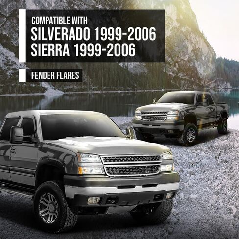 G-PLUS Fender Flares, Compatible with 1999-2006 Chevy Silverado/1999-2006 GMC Sierra (Incl. 2007 Classic Models/Not fit Dually & Step-side models), Smooth Rivet Wheel Protector Vent Trim 4pcs in Saudi Arabia