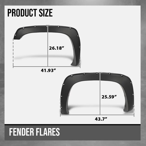 G-PLUS Fender Flares, Compatible with 1999-2006 Chevy Silverado/1999-2006 GMC Sierra (Incl. 2007 Classic Models/Not fit Dually & Step-side models), Smooth Rivet Wheel Protector Vent Trim 4pcs in Saudi Arabia