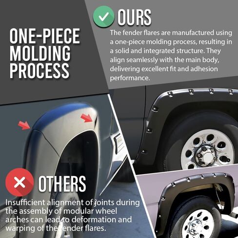 G-PLUS Fender Flares, Compatible with 1999-2006 Chevy Silverado/1999-2006 GMC Sierra (Incl. 2007 Classic Models/Not fit Dually & Step-side models), Smooth Rivet Wheel Protector Vent Trim 4pcs in Saudi Arabia