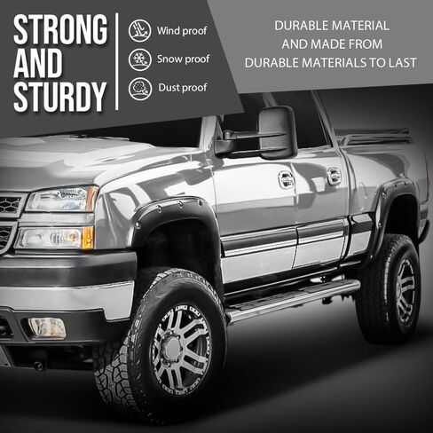 G-PLUS Fender Flares, Compatible with 1999-2006 Chevy Silverado/1999-2006 GMC Sierra (Incl. 2007 Classic Models/Not fit Dually & Step-side models), Smooth Rivet Wheel Protector Vent Trim 4pcs in Saudi Arabia