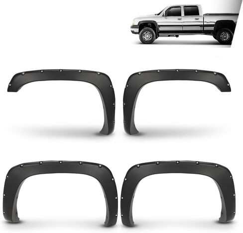 G-PLUS Fender Flares, Compatible with 1999-2006 Chevy Silverado/1999-2006 GMC Sierra (Incl. 2007 Classic Models/Not fit Dually & Step-side models), Smooth Rivet Wheel Protector Vent Trim 4pcs in Saudi Arabia