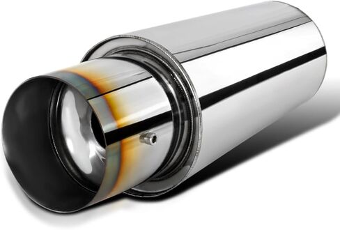 Spec-D Tuning 4" Flat Round Burnt Tip 2.5" Inlet S/S Spiral Exhaust Racing Muffler w/Silencer in Saudi Arabia