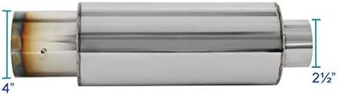 Spec-D Tuning 4" Flat Round Burnt Tip 2.5" Inlet S/S Spiral Exhaust Racing Muffler w/Silencer in Saudi Arabia