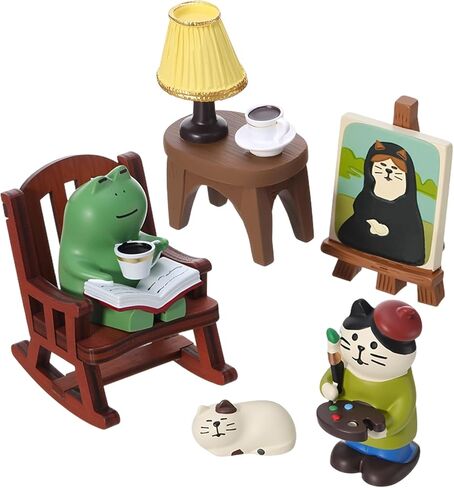 GGSTDDUP Cute Mini Cat Playing Phone Eating Cake on Sofa 6Piece Resin Set for Office Home Decor Gift for Cat Lovers in Saudi Arabia