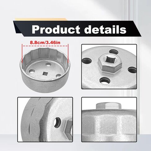 Drive Oil Filter Wrench Heavy Duty 3/8" Drive 88.8 mm 15 Flutes Oil Filter Wrench, Cartridge Type Socket Removal Tool Compatible with Hyundai and Kia in Saudi Arabia