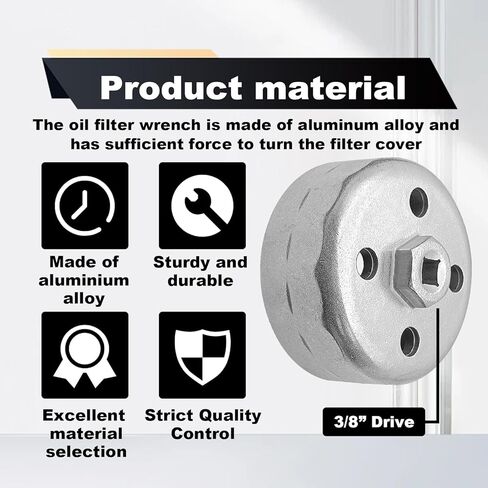 Drive Oil Filter Wrench Heavy Duty 3/8" Drive 88.8 mm 15 Flutes Oil Filter Wrench, Cartridge Type Socket Removal Tool Compatible with Hyundai and Kia in Saudi Arabia