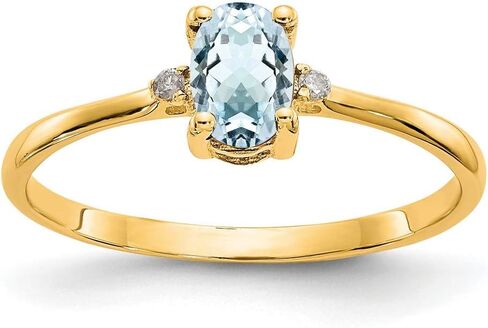 Aquamarine March Birthstone Ring in Real 14k Yellow Gold in Saudi Arabia