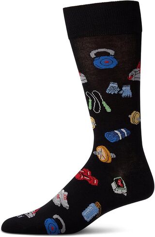 MeMoi Men's Workout-Themed Rayon-Blend Novelty Crew Sock in Saudi Arabia