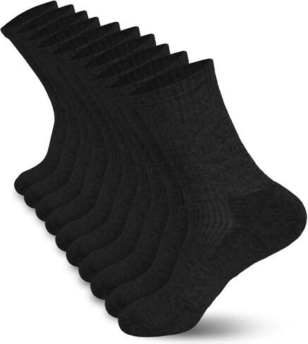 Cushioned Mens Crew Socks, Mid Crew Comfort Cotton Socks, Odor Control Dress Socks for Running Work Hiking in Saudi Arabia