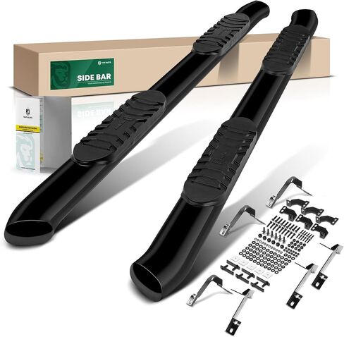 YHTAUTO لوحات الجري مقاس 5 بوصات بخطوات جانبية تناسب دودج رام 2500/3500 2010-2026، طاقم ممتد/كابينة ضخمة، نهايات منحنية بيضاوية مسحوق أسود من الفولاذ الكربوني، قضبان جانبية لكابينة الشاحنة ملحقات خارجية للطرق الوعرة in Saudi Arabia