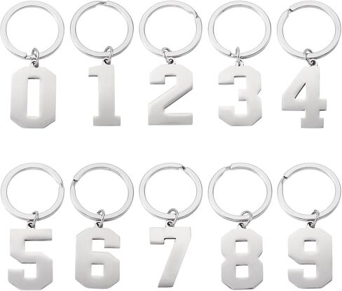 Craftdady 10Pcs Stainless Steel Keychains Numbers 0-9 Metal Keychains with Rings Key Label ID Numbered Key Rings for DIY Dormitory Keys House Lockers Jewelry Making，10 Styles in Saudi Arabia