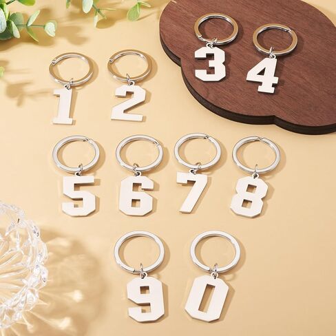 Craftdady 10Pcs Stainless Steel Keychains Numbers 0-9 Metal Keychains with Rings Key Label ID Numbered Key Rings for DIY Dormitory Keys House Lockers Jewelry Making，10 Styles in Saudi Arabia