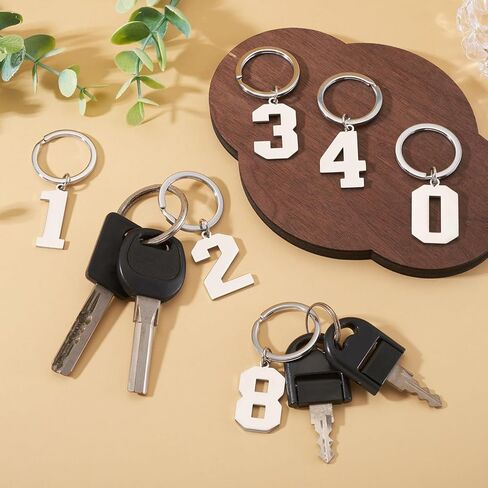 Craftdady 10Pcs Stainless Steel Keychains Numbers 0-9 Metal Keychains with Rings Key Label ID Numbered Key Rings for DIY Dormitory Keys House Lockers Jewelry Making，10 Styles in Saudi Arabia